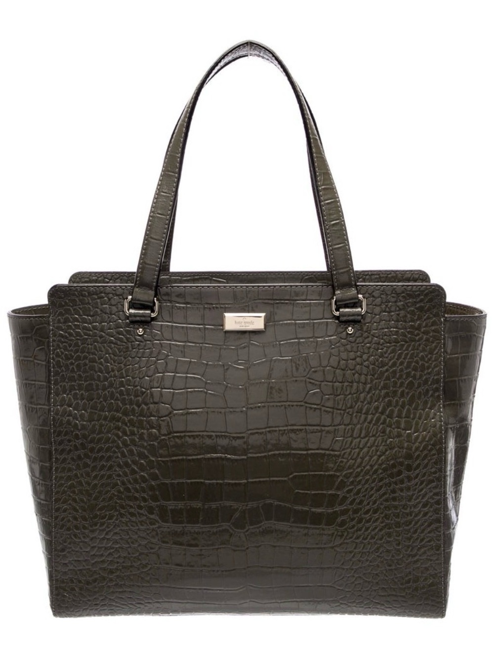 Kate Spade Elissa Bristol Drive Croc Dark Grey Tote Bag EUC $595